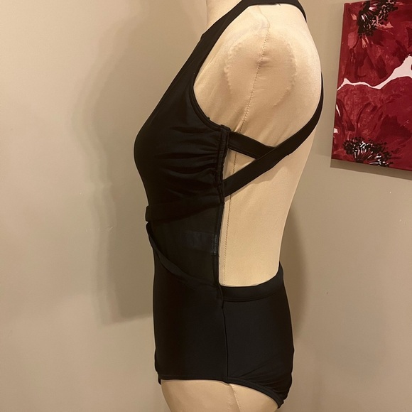 Coastal Blue Black Mesh Side Swimsuit One Piece Monokini, size 8-10 - Picture 5 of 5